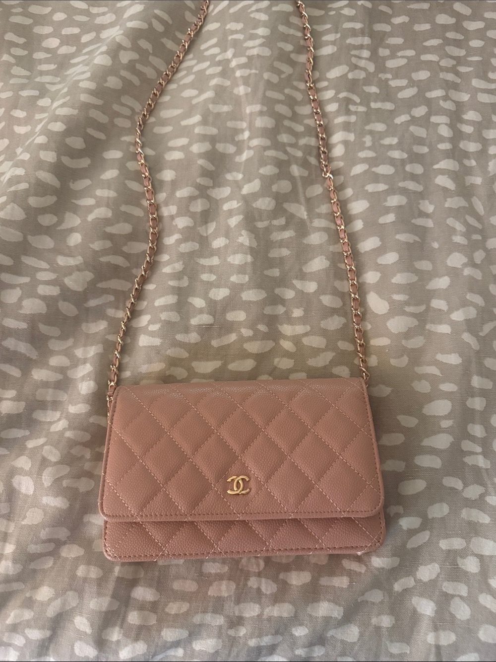 Source Unknown Blush Pink Quilted Crossbody with Gold Chain